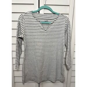 Duluth Trading Co Striped 3/4 Sleeve Tunic Stretch Top Casual Women's Size XS